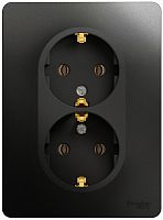 Розетка с заземлением Systeme Electric Glossa 1-м. 2 мод. антрацит картинка